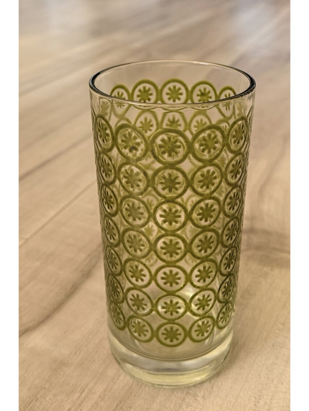 Vintage MCM Green Atomic Asterisk Starburst High Ball Glasses Barware